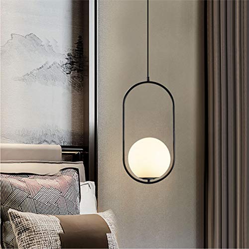Fulesi Modern Matte Black Globe Pendant Light 1-Light Glass Ceiling Hanging Lighting Fixture For Kitchen Island Living Room Dining Room #TOP1
