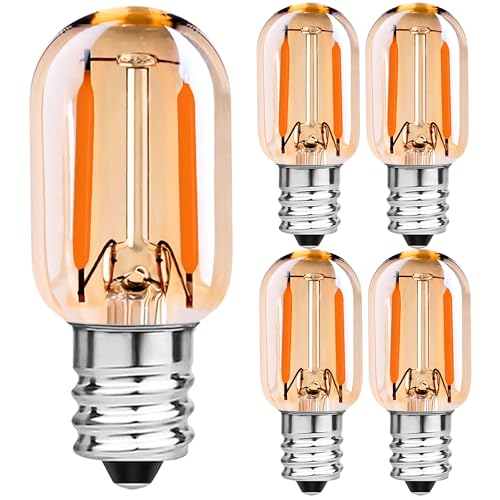 Bombilla LED E14 1W, Equivalente a 10W, T22 candelabro de Filamentos Bombillas (amarillo brillante),Vintage Bombilla de Luz Nocturna,Ultra Blanca Calida 2200K, 100LM, No Regulable, Paquete de 5