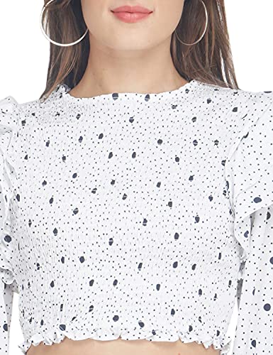Image of oxolloxo Frill Me Up in Polka Women's Crop Smocked Top