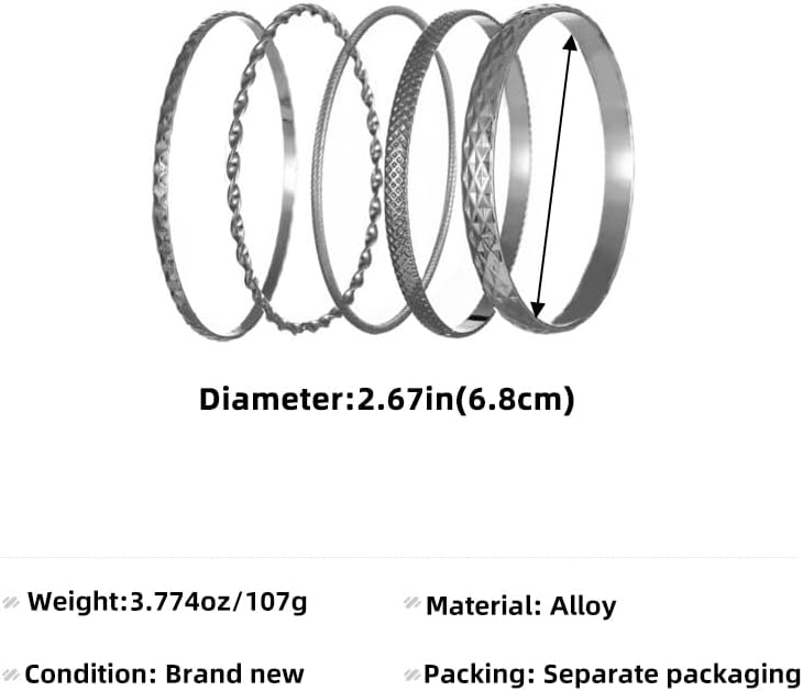 Gold & Silver Bracelets Set for Women, Stackable Bohemian Bangle Pack, Dainty Layered Bracelet Jewelry Set, Vintage Geometric Boho Style Fashion Accessories, Gift Jewelry for Her - Image 6