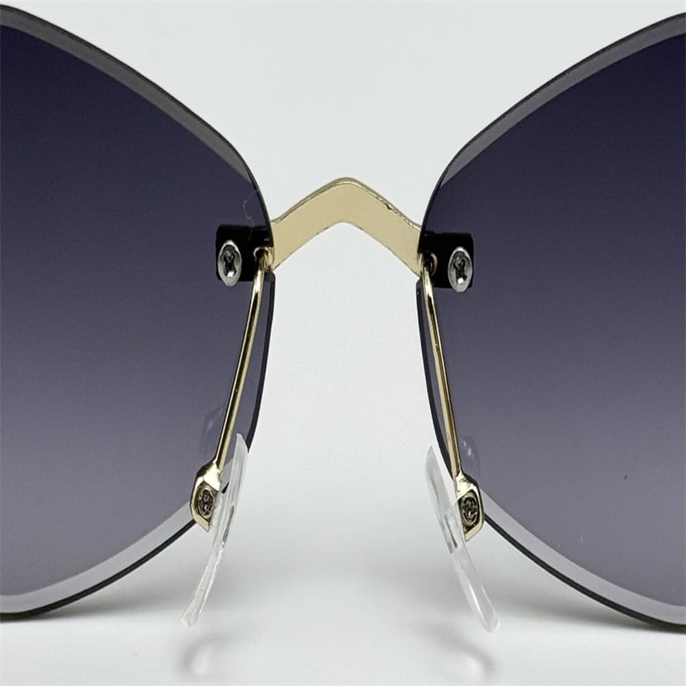 Occhiali da sole unisex senza montatura, occhiali da sole da donna, protezione UV, piccola montatura in metallo.