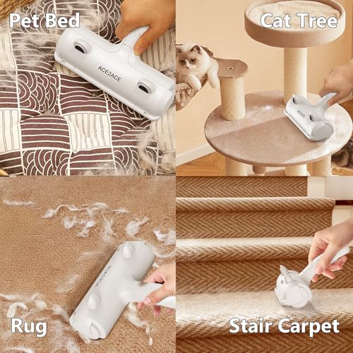 Image of ACE2ACE Pet Hair Remover, Reusable Lint Roller for Cat and Dog Hair, White | Self Clean Cat Hair Remover with Dust Bin, Dog Hair Remover for Couch, Furniture, Carpet, Sofa and Bedding