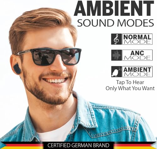 Image of Blaupunkt BTW40 Hybrid ANC Moksha in‑Ear Earbuds with Superior Noise Reduction, HD Sound, 6‑Mic CRISPR ENC, Blink Pair Technology, Ambient Mode, Wireless Charging, and TurboVolt Fast Charging (Black)