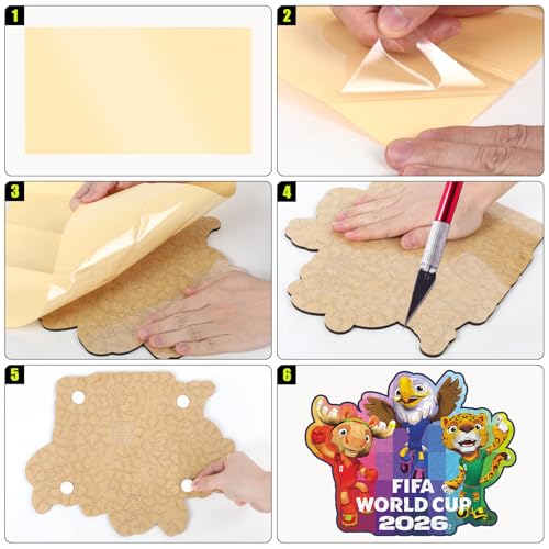 Image of FIFA World Cup 2026 Mascots Wooden Puzzles - 5MM Thick Officially Licensed Poster Puzzles - Premium World Cup 2026 Merchandise, Gift for Football Fan, Jigsaw Puzzle for Adult (TIME to Shine, 200Pcs) | Wooden Jigsaw Puzzle