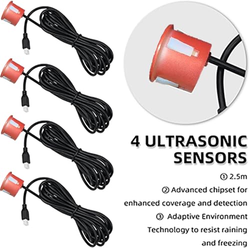Image of LCD Parking Sensor Kit - Displays Data on Original Screen, Easy Rear Installation, Compatible with All Camera Formats (AHD, CVBS), 18 Probe Colors to Match Any Vehicle(Red)