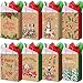 24 Large Christmas Gift Bags with 24 Tissue Paper, Bulk Holiday Kraft Paper Bags for Gifts with Handles, 8 Styles Xmas Gift Bags for Wrapping Christmas Holiday Presents Party Favors, 5.1x10x12.6 Inch