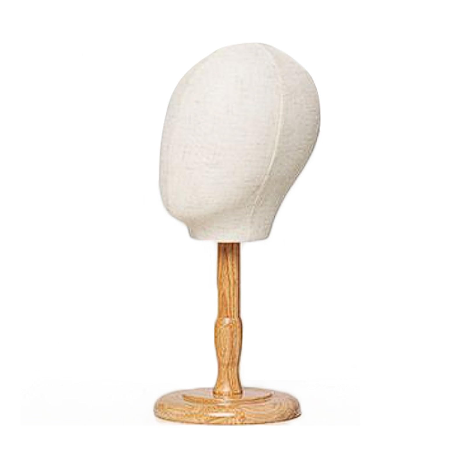 WxuuLTGJR Store Jewelry Display Stand with Wooden Base Jewelry Easel Holder Hat Tower Organizer Fabric Mannequin Head for Wig and Scarf(Beige,43 * 54cm)