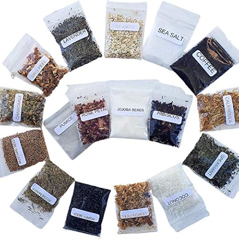 17 Natural Dried Exfoliants for Soap Making Candle Making DIY Kit Cover
