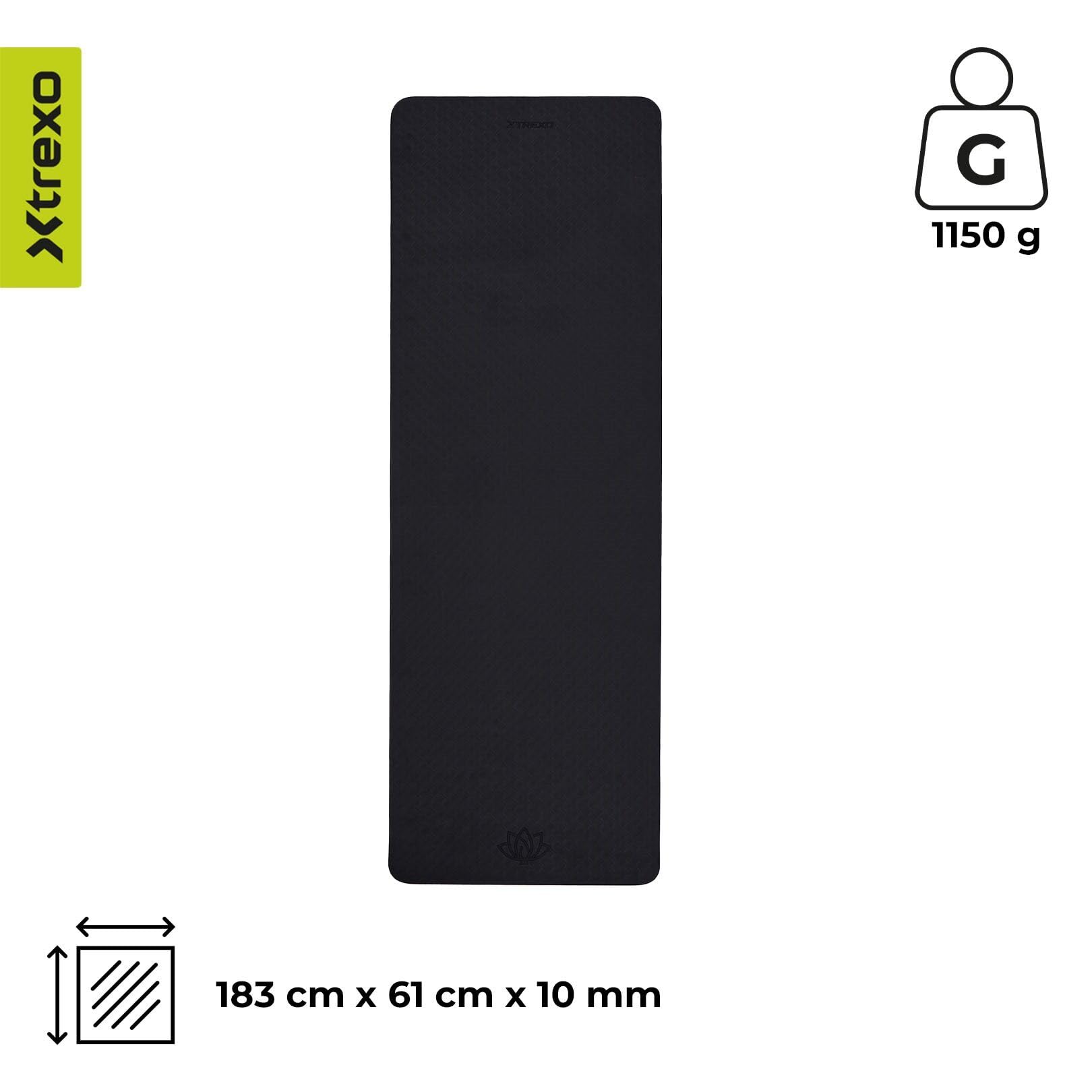 TREXO Mata do fitnessu w kolorze różowym, wymiary 183 x 61 cm i grubość 10 mm, wykonana z ekologicznej maty do ćwiczeń TPE z antypoślizgową powierzchnią, lekka mata gimnastyczna do treningu siłowego,
