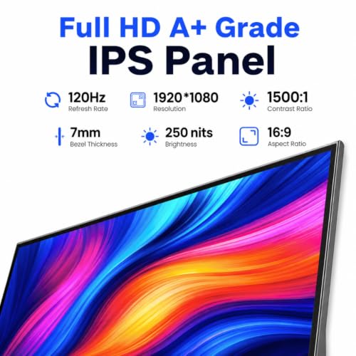 Image of 23.8 inch Gaming Portable Monitor with AMD FreeSync Tech, 120Hz FHD 1080P IPS, 1500:1 Contrast, 300 Nits, USB-C HDMI, VESA Mount, for MacBook /Laptop /PC