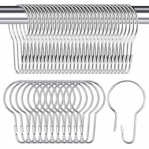 Anillas Cortina Ducha,50 Piezas Ganchos Cortina Ducha de Acero Inoxidable,Plata Enganches Anillos Ganchos Colgante de Metal para Gancho para Colgar para Salón,Dormitorio,Cocina 7 x 4 cm