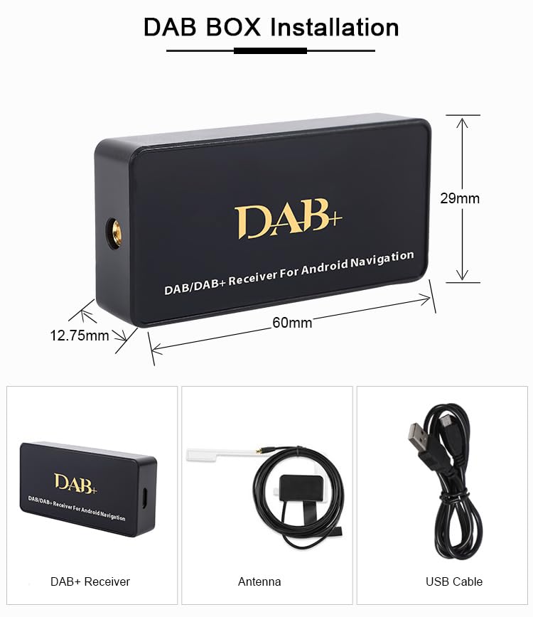 Hodozzy Adattatore DAB/DAB+ Per Auto – Ricevitore USB Per Autoradio Android Con Antenna Inclusa