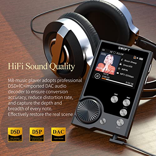 Swofy Hifi Mp3 Player Digital Audio Player Lossless Dsd High Resolution Digital Audio Music Player, Portable High Definition Portable Audio Player With 128Gb Memory Card Supports Up To 256Gb. #TOP1