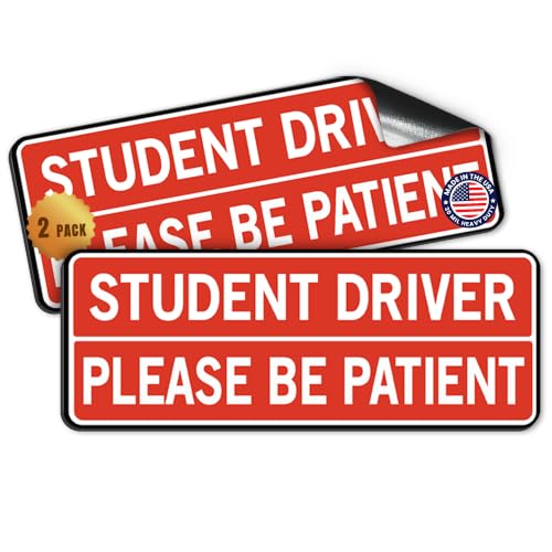 Image of Magnet Me Up Student Driver Please be Patient Magnet, 3x8 Inch, 2 Pack