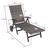 TecTake 800722 Aluminium Poly Rattan Sonnenliege mit Armlehnen und Rollen, klappbar, Gartenliege mit höhenverstellbarer Rückenlehne – Diverse Farben – (Grau | Nr. 403219) - 3