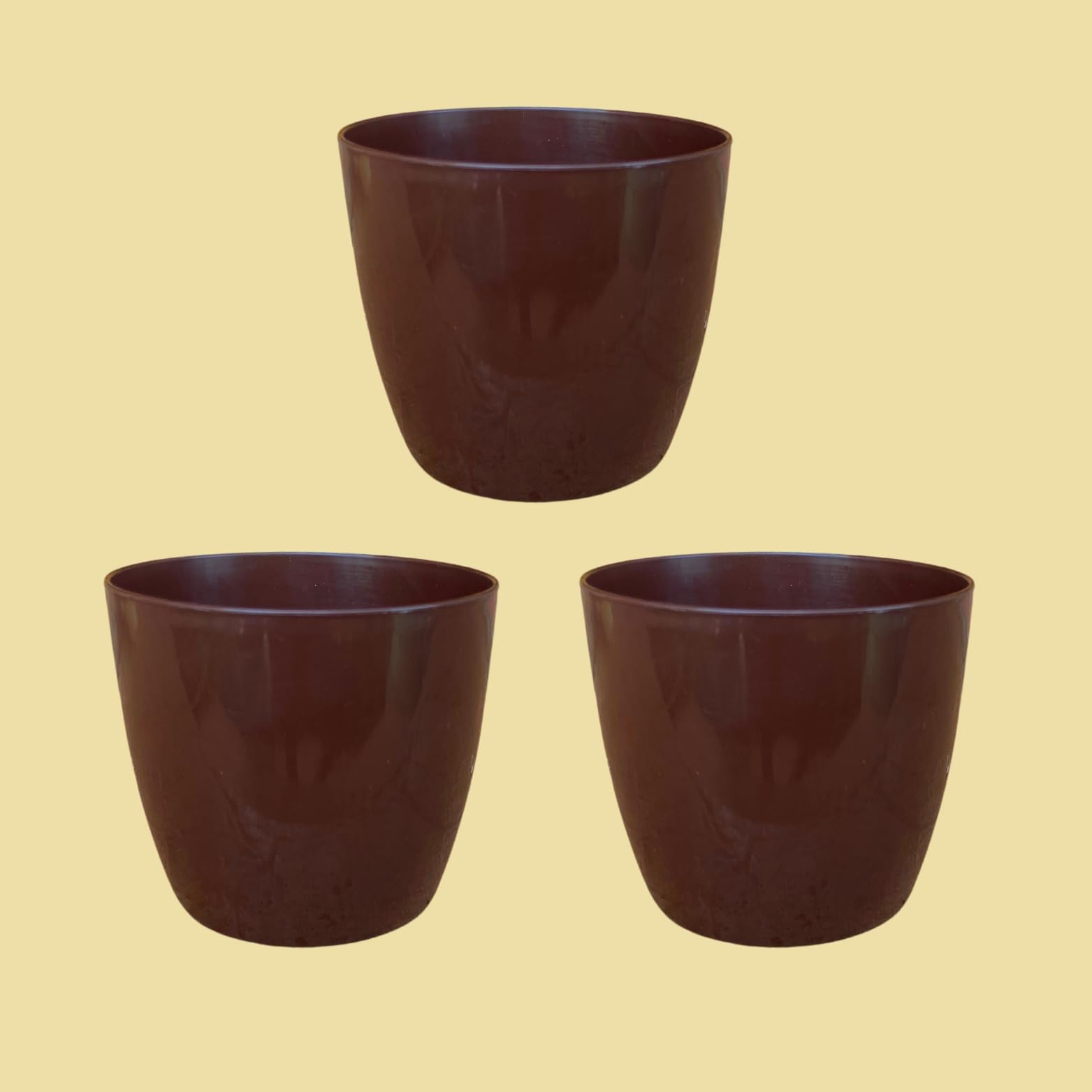 Indian Gardens - Indoor Plastic Small Colour pots | Titan 5 | Home & Office Decor | Table Pot | Pack of 3 (Brown) (B0D78W1RDX) Amazon Price History, Amazon Price Tracker