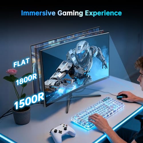 Image of KTC 24 Inch 240Hz Curved Gaming Monitor, FHD 1080p 1500R 1ms Computer Monitor, Adaptive Sync, 3000:1 Contrast, HDR Support, HDMI 2.0 & DP 1.4, Low Blue Light, Tilt, VESA, H24S17P