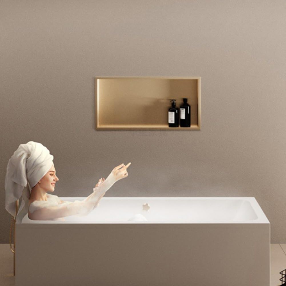 Mampara de ducha de Acero inoxidable con iluminación LED, 72 x 32 x 12,5 cm, solución de almacenamiento con Un Solo estante para mejoras del hogar y la nización del baño,