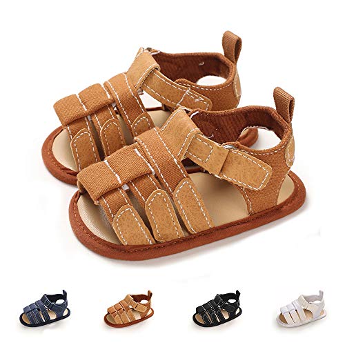 Zoolar Baby Boys Girls Summer Beach Breathable Athletic Closed-Toe Sandals Soft Sole Anti-Slip Toddler First Walker Shoes, A1/Gray, 12-18 Months Toddler