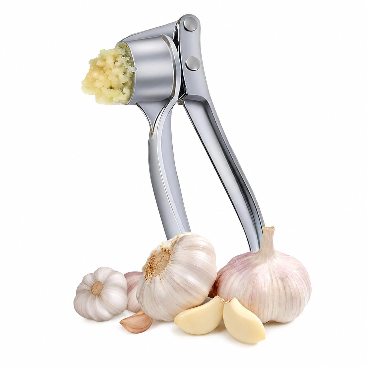 BLLUEX Garlic Press Stainless Steel, Garlic Mincer Tool, No Need to Peel Garlic Ginger Crusher & Masher, Ginger Crusher, Easy-Squeeze Garlic Smasher