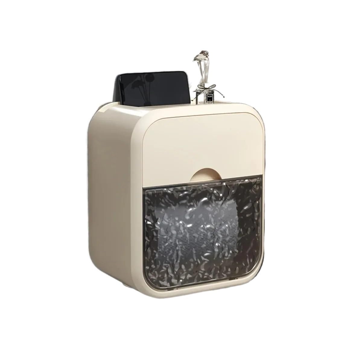 Tissue Holder Wall Mounted Tissue Box, No Punching Hanging Holder, Dispenser for Home Bathroom Facial Box Decor(Bruin)
