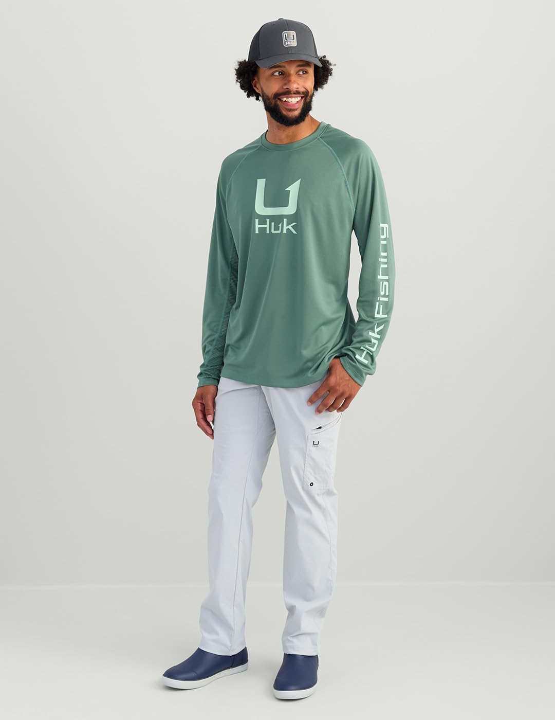 HUK Mens Icon Crew Shirt, Long-Sleeve Performance Fishing Shirt