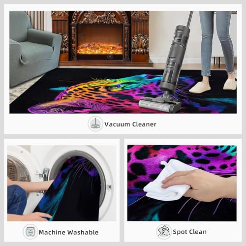 Tapis d'intérieur lavable style léopard fluo pour sublimer le salon familial - 8