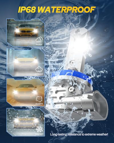 Image of AUTOONE 9005 H11 LED Bulb Combo Cool White, Wireless Mini Size Powersports ATVs Halogen Fog Bulbs Replacement (Pack of 4)
