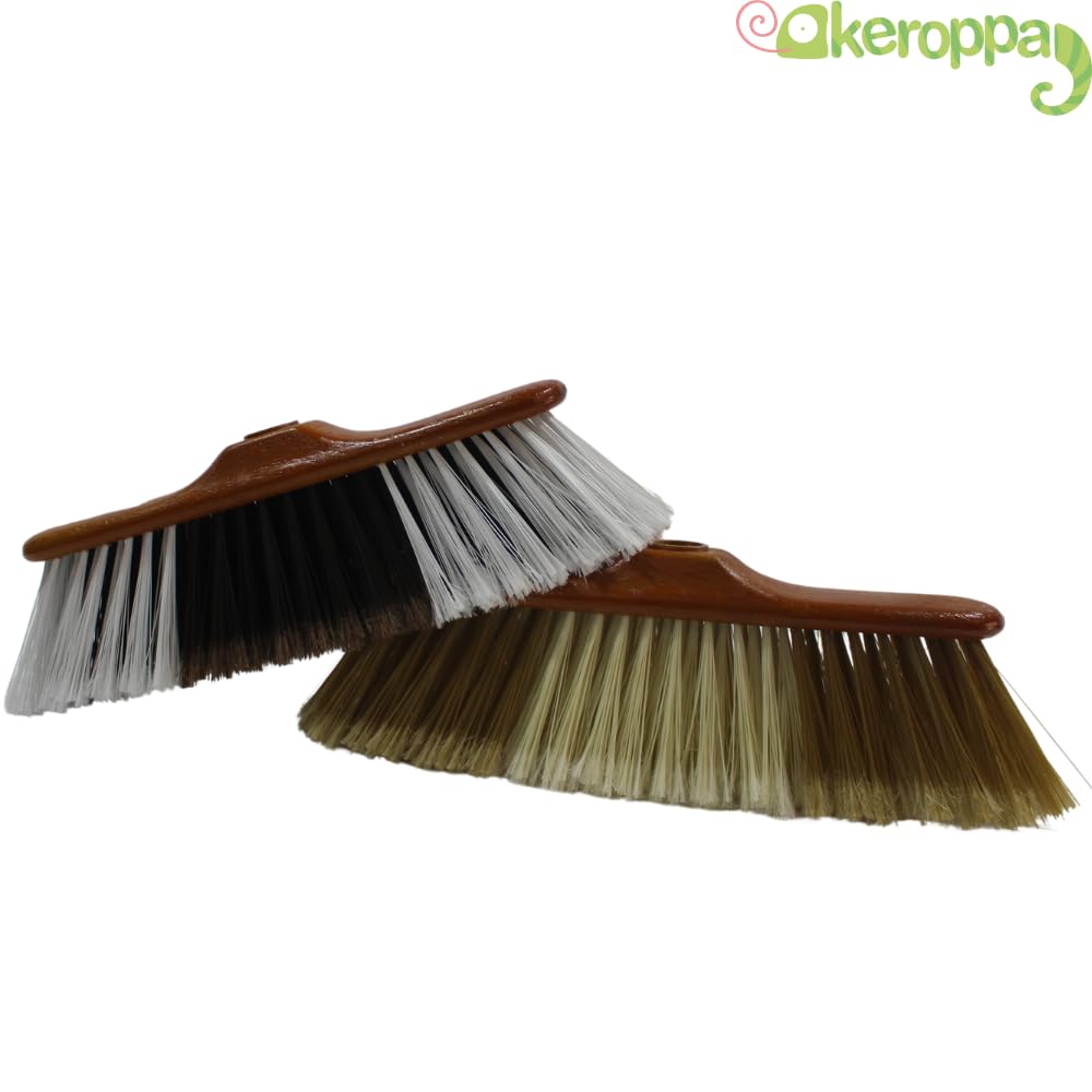 KEROPPA Cepillo para Parquet y Tarimas Escoba para Barrer Cepillo de Limpieza del Hogar Cerdas Ultra Finas Suave para Recoger Polvo y Pelusa Marrón y Beige