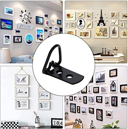 Image of D Ring Picture Hangers 42mm x 11mm Hardware Assortment Kit, for Home Decoration Hanging Clock Paintings Artwork Creative Picture Frame Photo Hanging Solutions Black Tone 20pcs