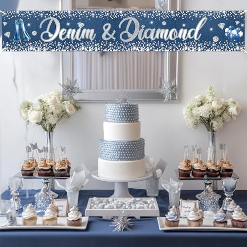 Bannière sur le thème du denim et strass chic de 3 mètres - 3