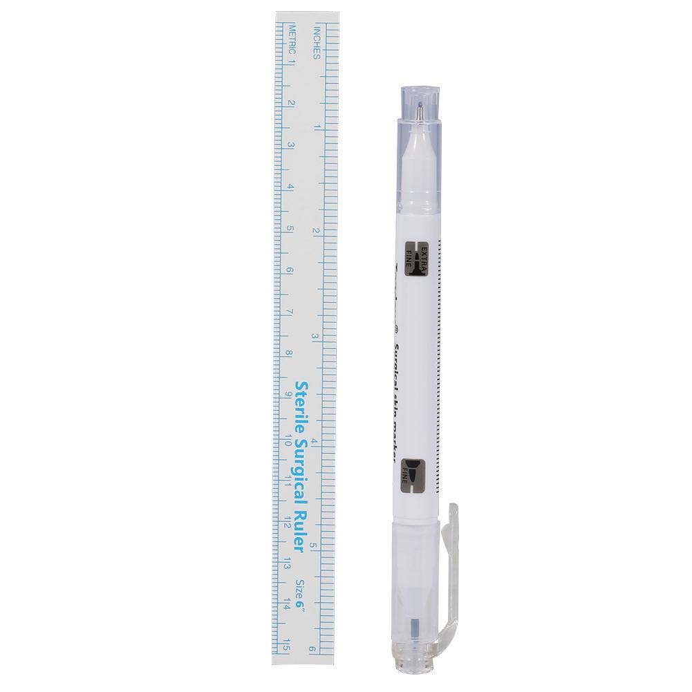 Skin Marker Pen, Surgical Tip Markers Skin Marker Pen Tattoo Pen with Paper  Ruler For Surgical Tip Markers Skin Marker Tattoo Marker(White rod double