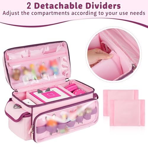 Jaffzora Tasche für Toniebox Starter Set, Tragetasche für Toniebox Audio Player, Transporttasche für Tonies Hörfiguren und Zubehör,Rosa&Violett