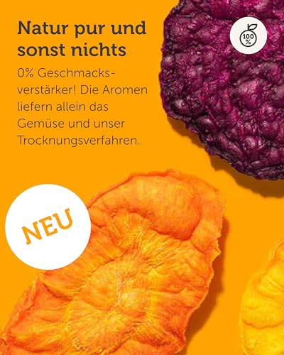 BUAH® Gemüsechips Mix - Karotten, Gelbe & Rote Beete Chips, 100% Natürlich, Ohne Fett, 6x Snack Beutel