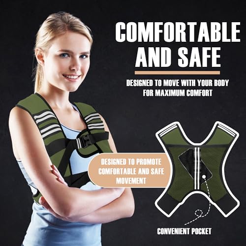 Image of NATURELUX Weighted Vest Men or Women - 5 /10 /15 /20 /25 /30lbs Weights with Reflective Stripe, Weighted Vest for Workout Equipment for Strength Training Running - Walking Weight Loss