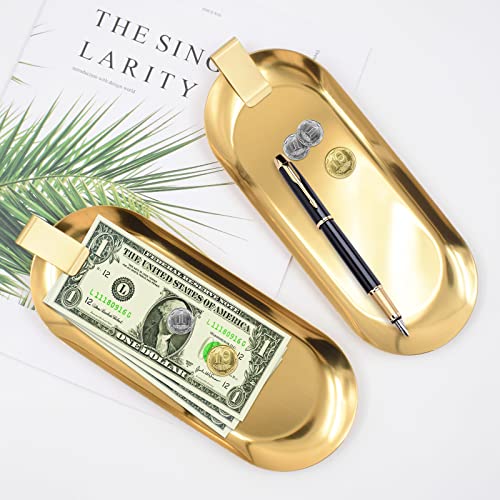 3 Pack Check Holder Tip Trays with Clip, Gold Money Clip for Cash and Credit Cards, Stainless Steel Money Tip Clips Check Holder for Restaurants, Bars, Hotels and Dining (8.7 x 3.5 Inch)4