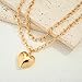 CLASSYZINT Gold Puffy Heart Necklace Layered Choker Necklace Chain Link Necklace with Heart Pendant Boho Long Heart Pendant Necklace