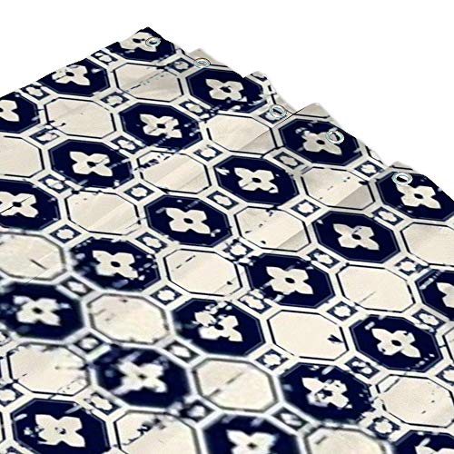 Rideau de bain polygone fleur polyester imprimé rétro 66x72 - 4