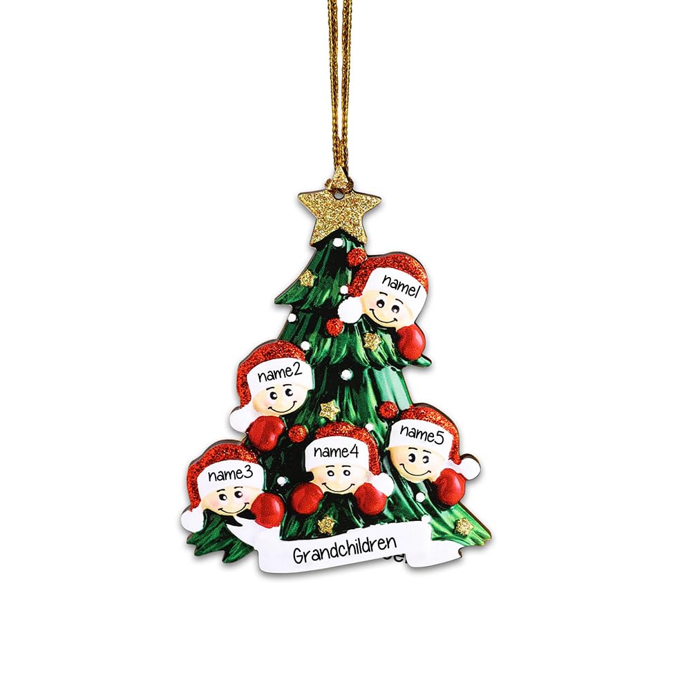 kaululu Personalised Christmas Tree Decorations Wood Pendant Christmas Ornaments with Names for Home,Indoor New Year Gifts (Style 1, Name 5)