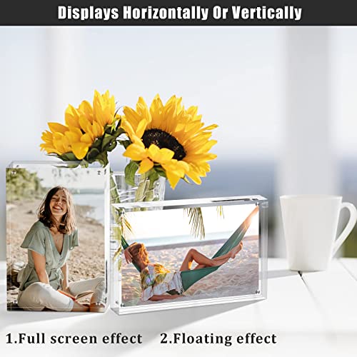 Baumfeuer 6 Pack Picture Frame 4X6 Double-Sided Acrylic Magnetic Desktop Acrylic Photo Blocks Frame Set For Wedding, Graduation, Birthday, Decoration, Baby Show, Clear #TOP2