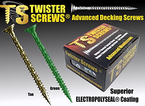 TwisterScrews E-Coat Decking Screws Superior Electropolyseal coated in Tan/Green Self Drilling/Countersinking 1000 Hrs salt spray tested (100, 5 x 100 Green) 2 TwisterScrews E-Coat Decking Screws Superior Electropolyseal coated in Tan/Green Self Drilling/Countersinking 1000 Hrs salt spray tested (100, 5 x 100 Green) - Image 2