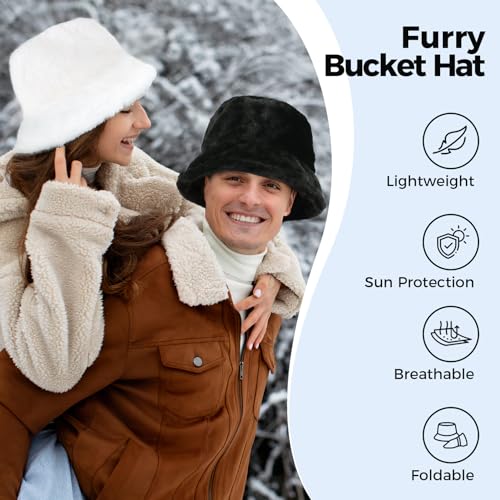 Bfons Faux Fur Winter Bucket Hat For Women Men Fluffy Warm Hat Women'S Furry Fisherman Cap For Casual thumb #1