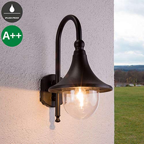 Preisvergleich Produktbild Lindby Wandleuchte außen 'Daphne' (spritzwassergeschützt) (Modern) in Schwarz aus Aluminium (1 flammig, E27, A++) - Außenwandleuchten, Wandlampe, Led Außenlampe, Outdoor Wandlampe für