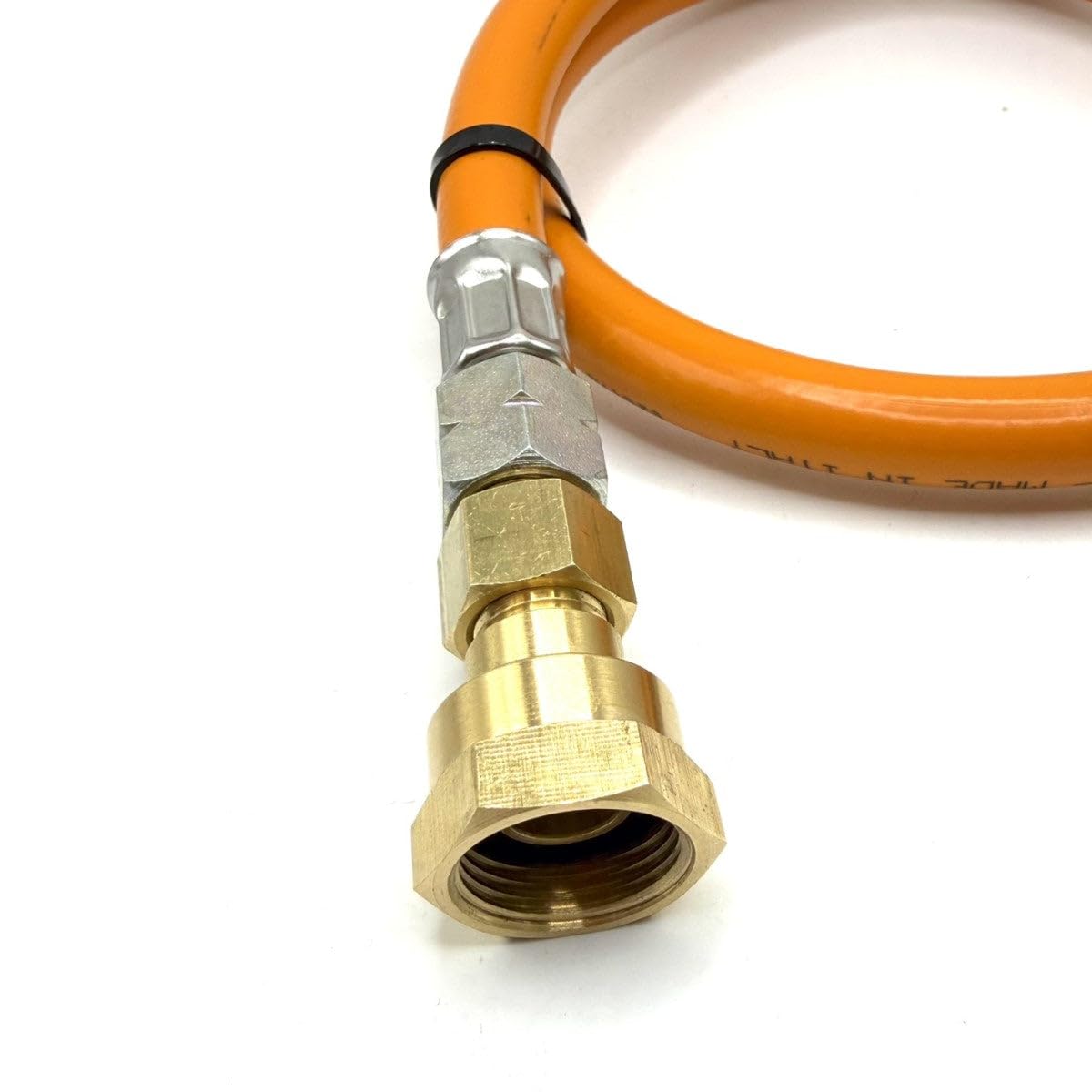Tubo flessibile per gas ad alta pressione GPL, 150 cm W20 RH x W20 RH, connettori girevoli arancione per tubo GPL per roulotte, camper, camper e regolatori paratie