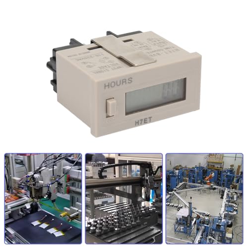Image of Electronic Counter Digital, Pulse Meter Life Totalizer Digital Meter Length Counter Wheel Roll LCD Display Frequency Time Relay with 6 Digit LCD Display AC 110-220V H7Et BVM(0.0 Hours)