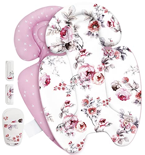 Image of Mamatepe Infant Insert Compatible with 4moms Mamaroo RockaRoo & Graco DuetSoothe Swing, Reversible Newborn Insert Head & Body Support Cushion,Breathable Soft Fabric, Machine Washable, Blush Pink, 1Pcs