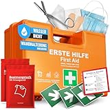 HELDENWERK Erste Hilfe Kasten nach neuer DIN 13157:2021 inkl. Wandhalterung & Aufklebern|Universal Erste Hilfe Koffer für Betrieb, Haushalt oder Gastronomie - Büro Verbandskasten gefüllt, Sanikasten