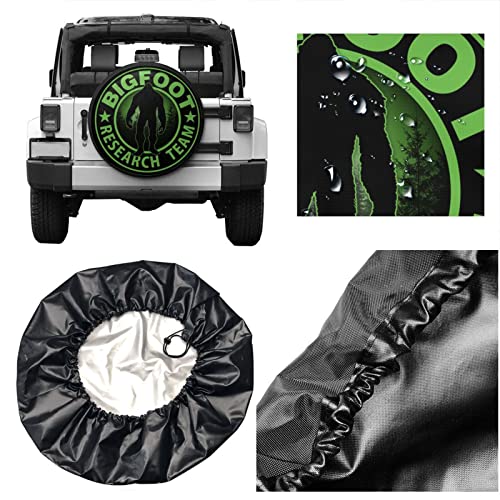 Image of Sasquatch Research Team Green Spare Tire Cover,Universal Wheel Tire Cover for Trailer, RV, SUV, Truck,Camper and Many Vehicle,Weatherproof Tire Protectors(14 inch for Diameter 23 inch-27 inch)