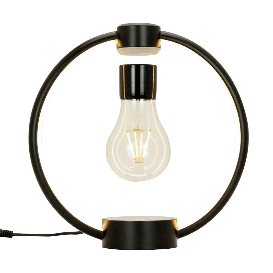 Kidaromo Black Magnetic Levitation Light Bulb Desk Lamp, Floating Display With 360° Floating Led, Levitating Display Stand, Christmas & Birthday Gift & Desktop Levitating Decor For Adults