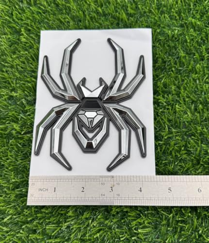 Image of 1pc Big 5.5inch Spider Emblems 3D Fender Rear Door Badges Custom Sticker Nameplate Replacement for Universal Car Body Motorcycle SUV Widow Door Edition Decoration (Chrome Black)